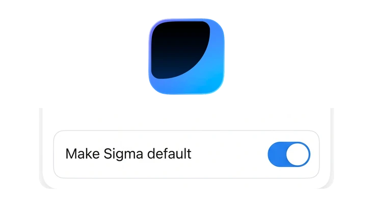 Make Sigma default toggle with the Sigma Browser app icon