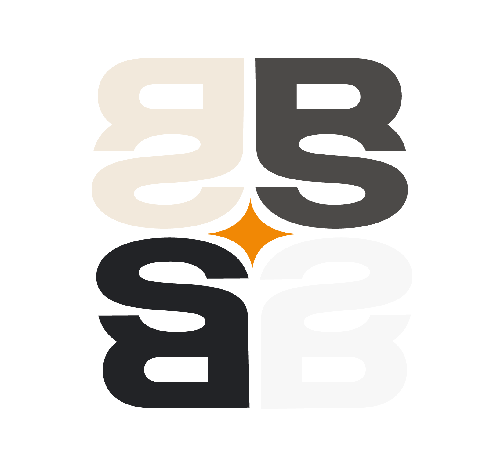 Four stylized letters 'S' arranged in a square pattern with an orange diamond shape in the center.