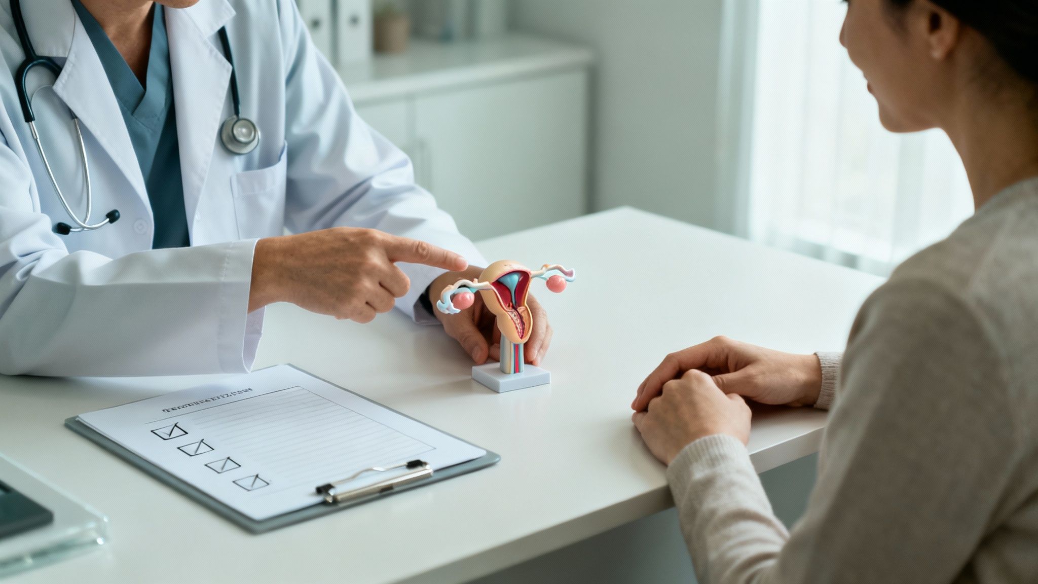 Une illustration schématique du système reproducteur féminin montrant des ovaires polykystiques