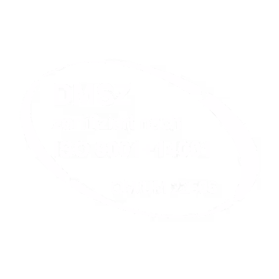 DMSZ zertifiziert nach ISO 9001 + 14001 QM/UM 22506 in weißer Schrift mit ovalem Rahmen.