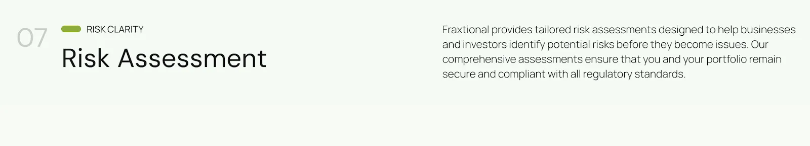 Tailored risk assessment services helping businesses and investors identify and manage potential risks.