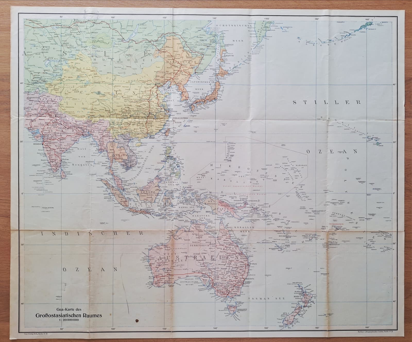 Gea Karte des Grossostasiatischen Raum