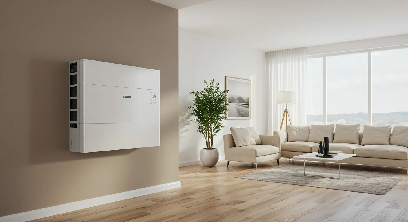A large heating unit on a wall.