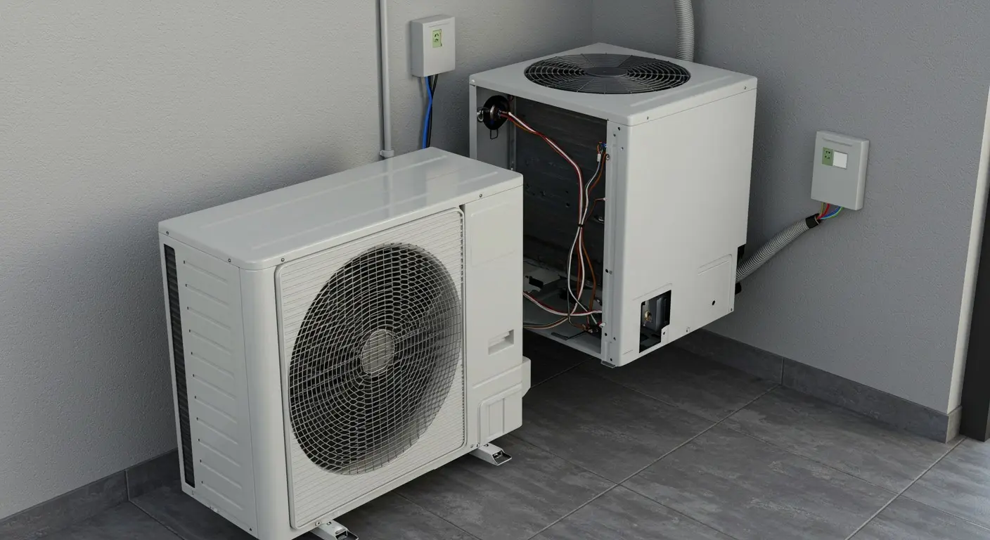 An old and new mini-split unit.