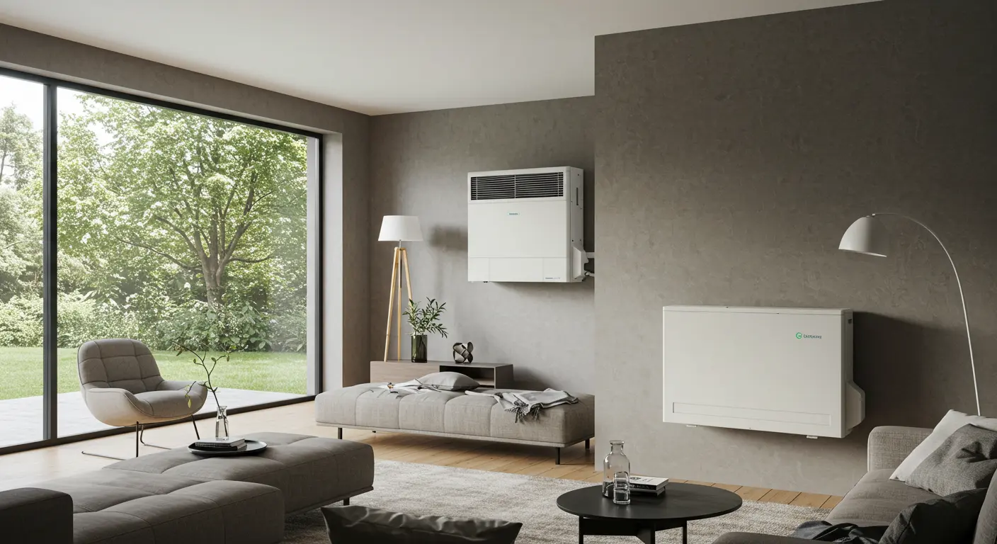 Three mini-split heating units.