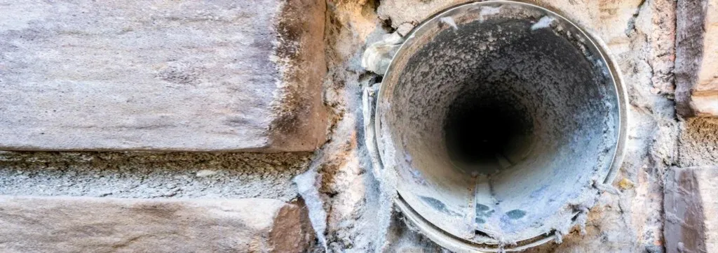 A dirty dryer vent covered with dust