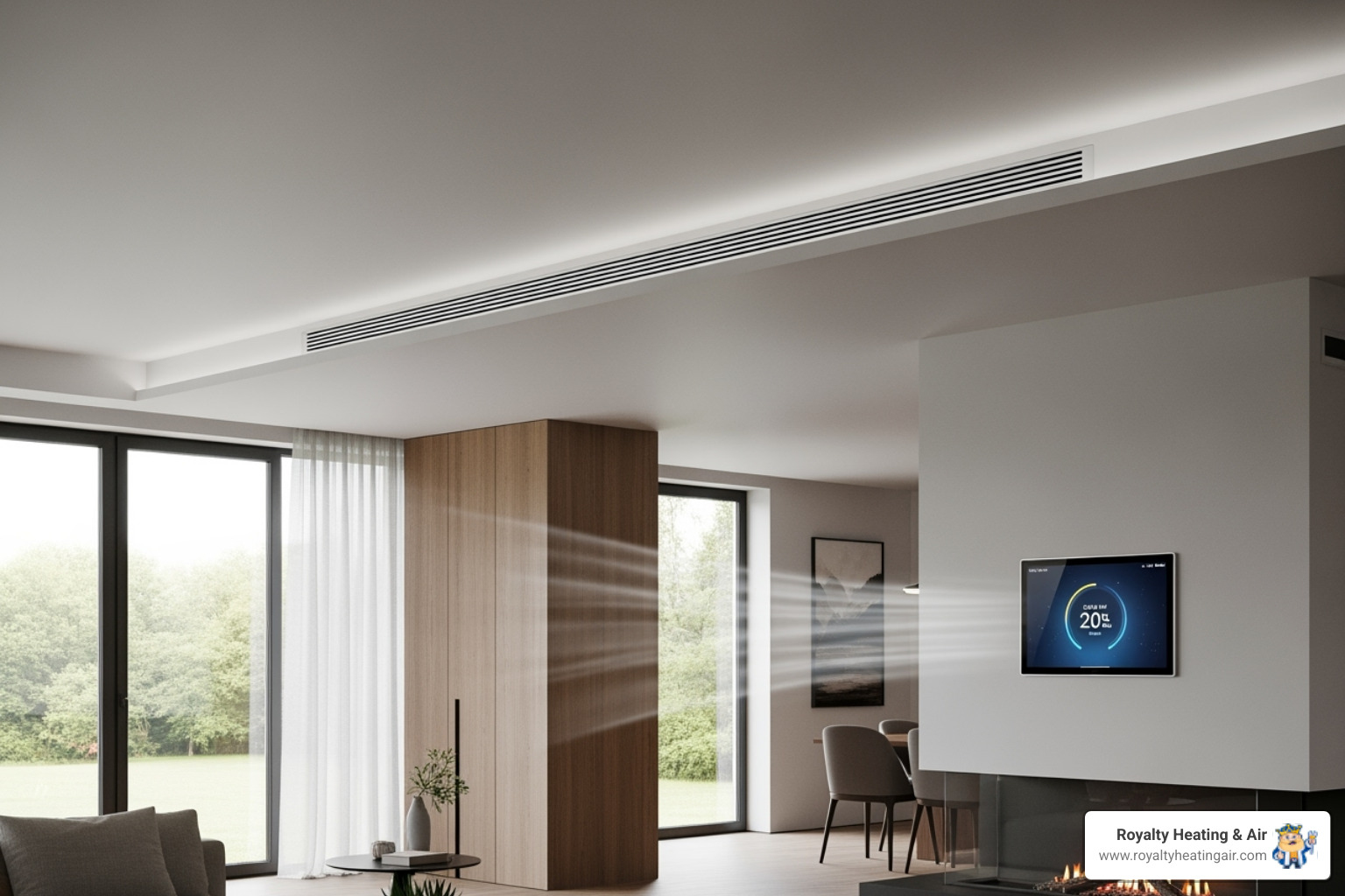 an integrated whole-home system in a modern home - HVAC air purification