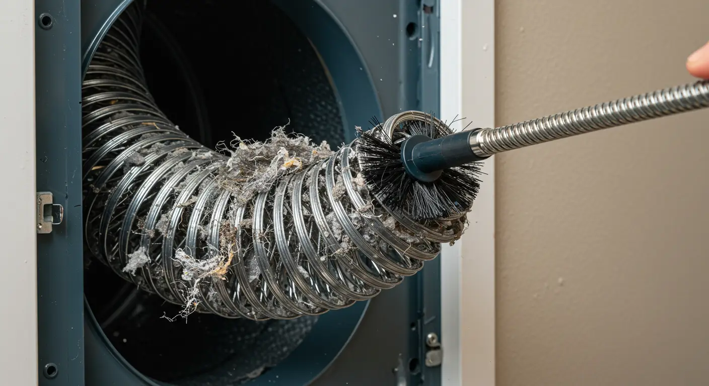 Cleaning a lint-filled dryer vent.
