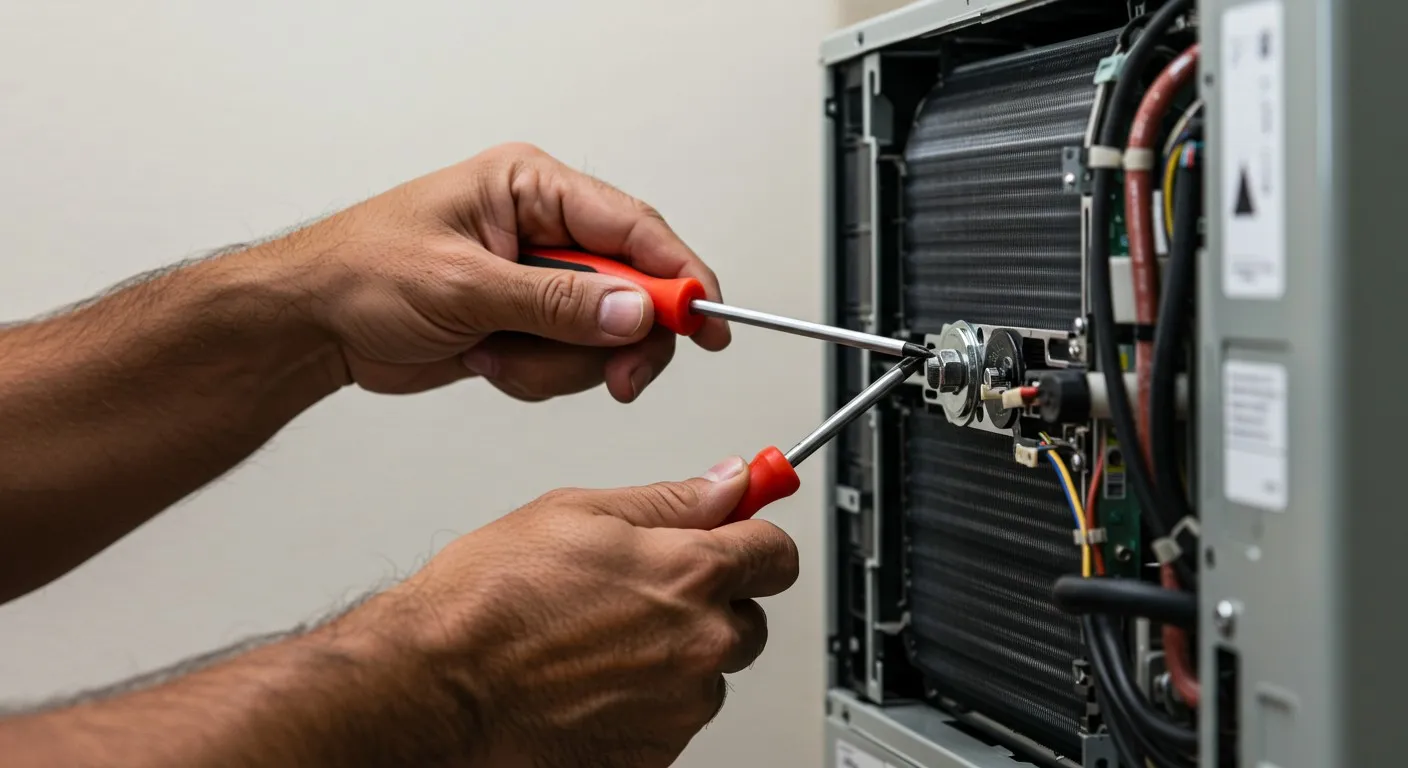 Person Tuning a mini-split AC.