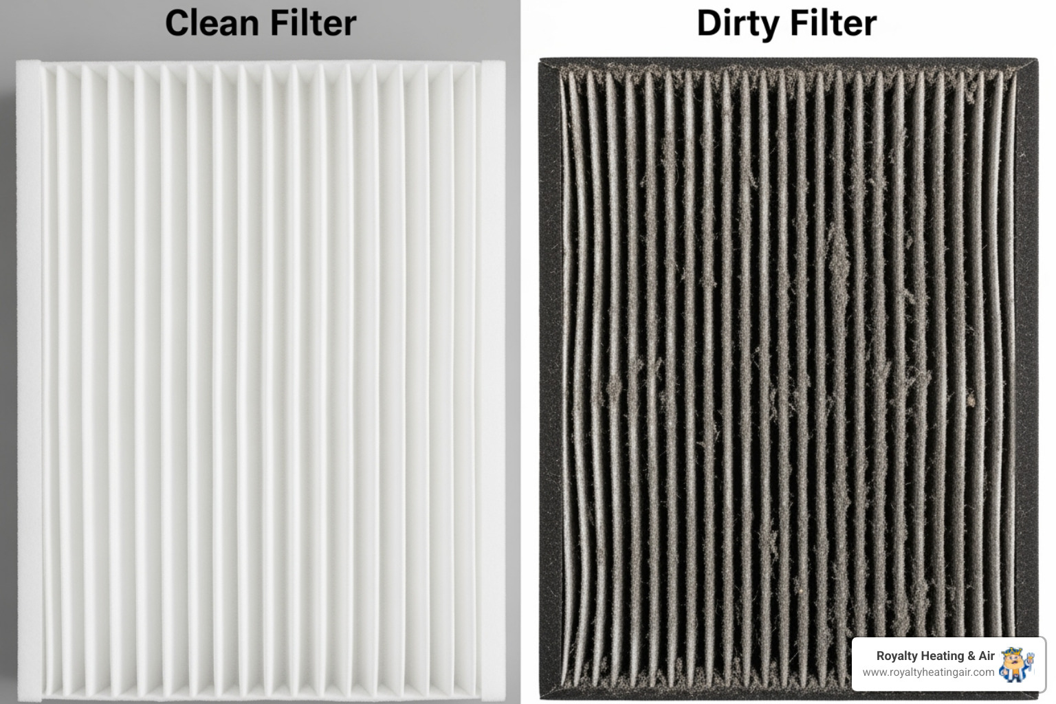 clean vs dirty air filter - Heater not working