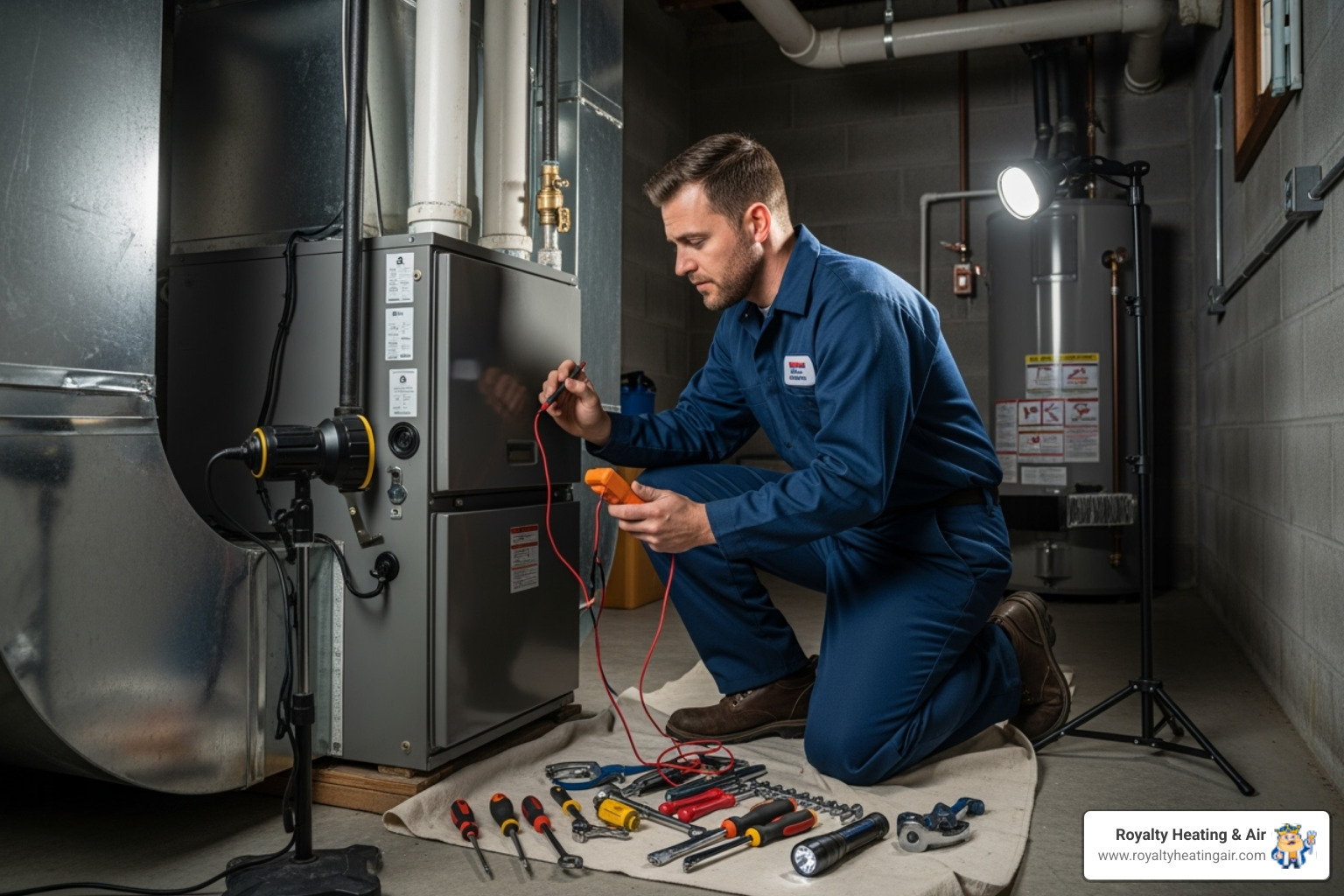 HVAC technician performing a furnace tune-up - furnace not igniting