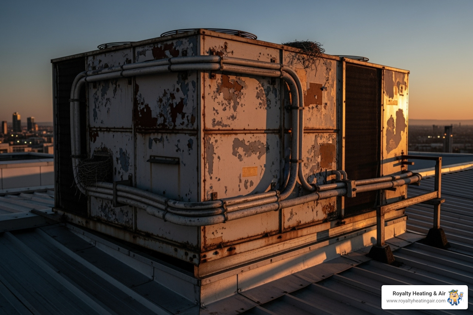 old, weathered rooftop HVAC unit - commercial hvac installation roseville ca