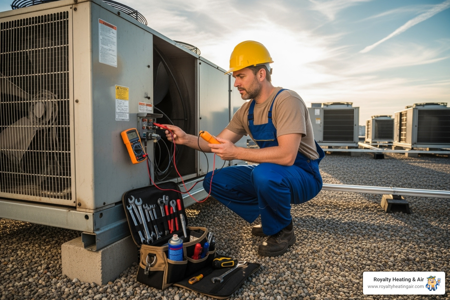 technician performing maintenance on a commercial unit - commercial hvac installation roseville ca