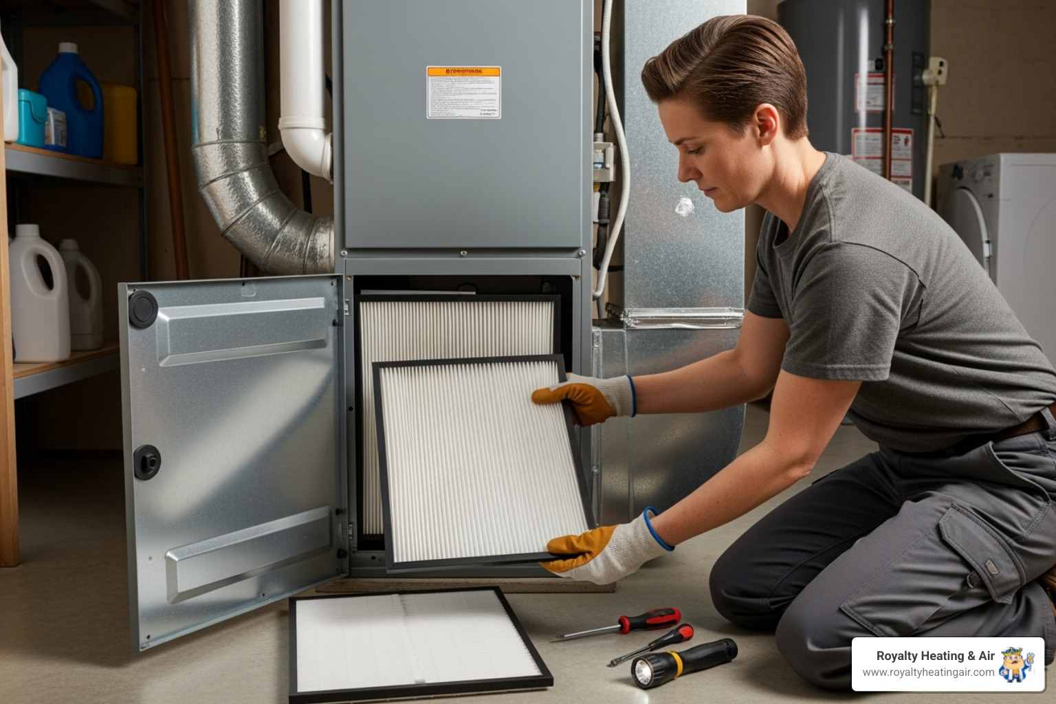 homeowner changing an air filter - ac repair granite bay ca