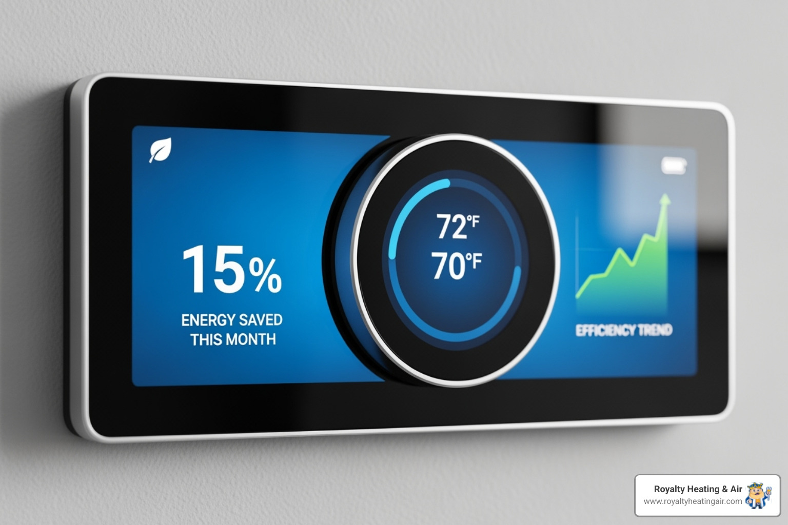 Image of a smart thermostat displaying energy savings - ac installation roseville ca
