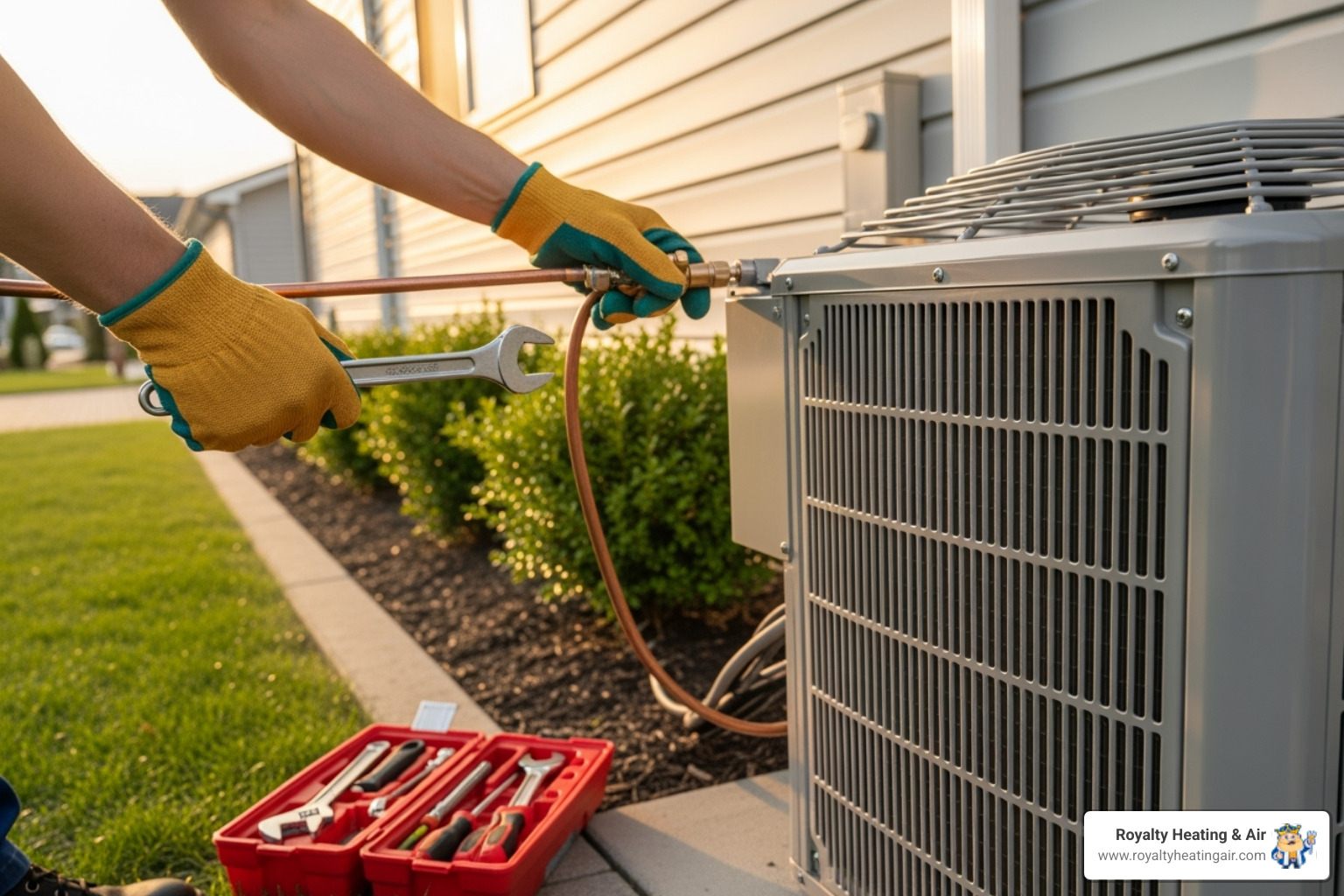 Image of a professional technician carefully installing an outdoor AC unit - ac installation roseville ca