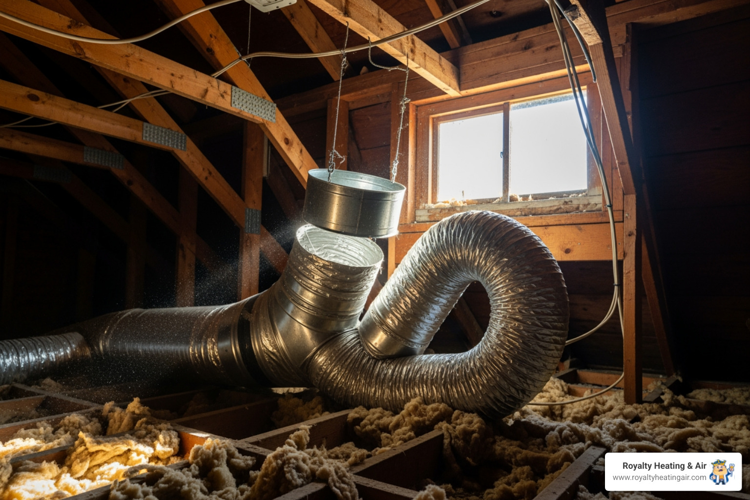 disconnected duct joint in an attic - duct broken in lincoln, ca