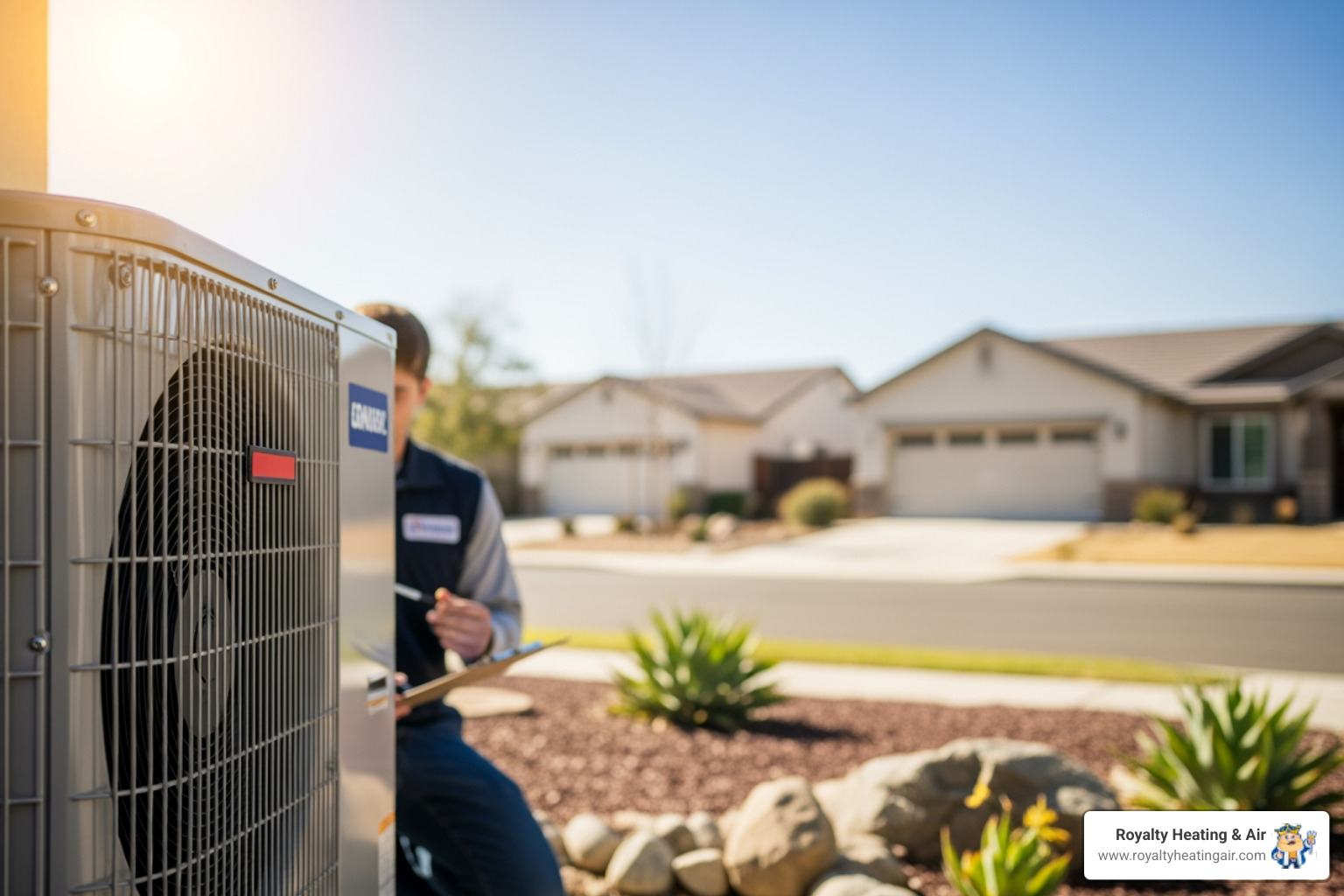 infographic showing heat pump operation cycle with heating mode transferring warmth indoors during winter and cooling mode removing heat during summer, plus maintenance schedule showing spring and fall tune-up recommendations - "My heat pump needs a tune-up. Who provides heat pump service in Roseville, CA?"
