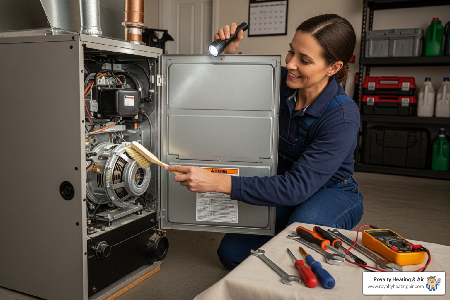 Infographic showing the top 4 benefits of furnace maintenance: Safety through carbon monoxide prevention and heat exchanger inspection, Efficiency through clean components and optimal performance, Longevity by extending furnace lifespan and reducing wear, and Air Quality by circulating cleaner air and reducing allergens - home furnace maintenance in roseville, ca Infographic showing the top 4 benefits of furnace maintenance: Safety through carbon monoxide prevention and heat exchanger inspection, Efficiency through clean components and optimal performance, Longevity by extending furnace lifespan and reducing wear, and Air Quality by circulating cleaner air and reducing allergens - home furnace maintenance in roseville, ca