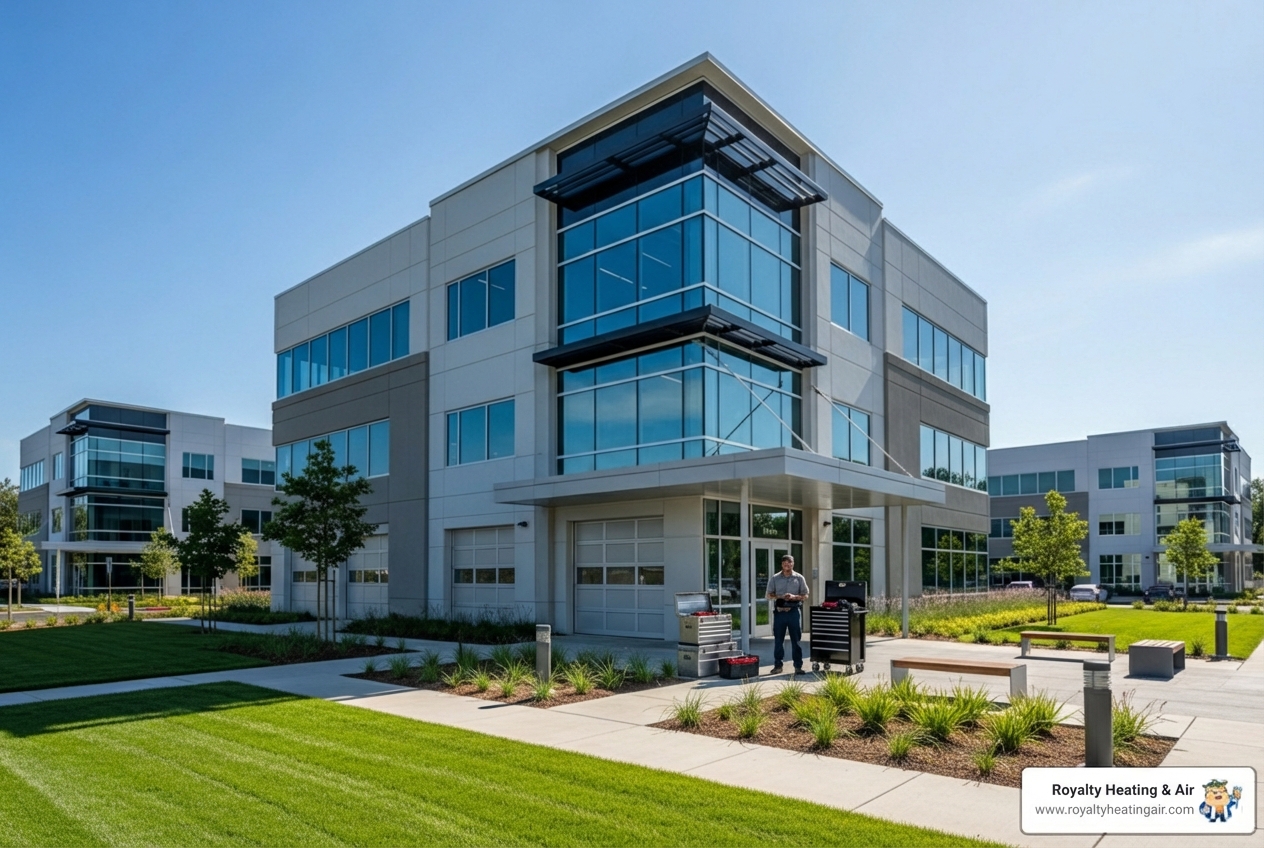 modern commercial building in a Roseville business park - commercial heating service in roseville, ca modern commercial building in a Roseville business park - commercial heating service in roseville, ca