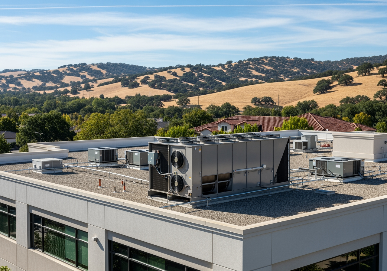 infographic showing how a heat pump works in both heating and cooling modes, with arrows indicating heat transfer direction in summer versus winter, highlighting the reversing valve that switches between modes, and showing energy savings compared to traditional HVAC systems - commercial heat pump in rocklin, ca