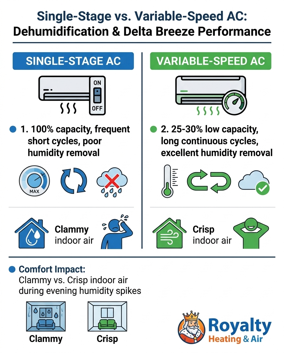 Single-Stage vs. Variable-Speed AC: Dehumidification & Delta Breeze Performance