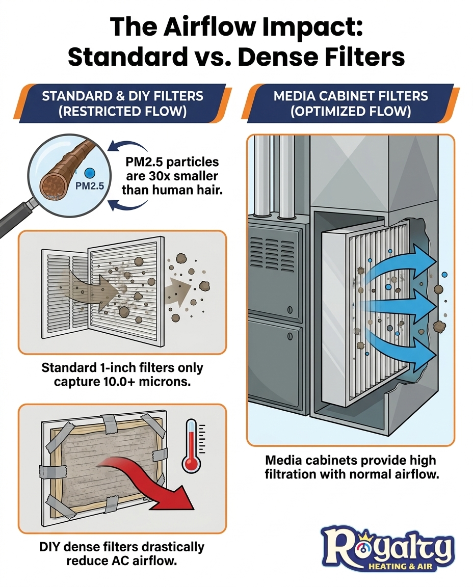 The Airflow Impact: Standard vs. Dense Filters
