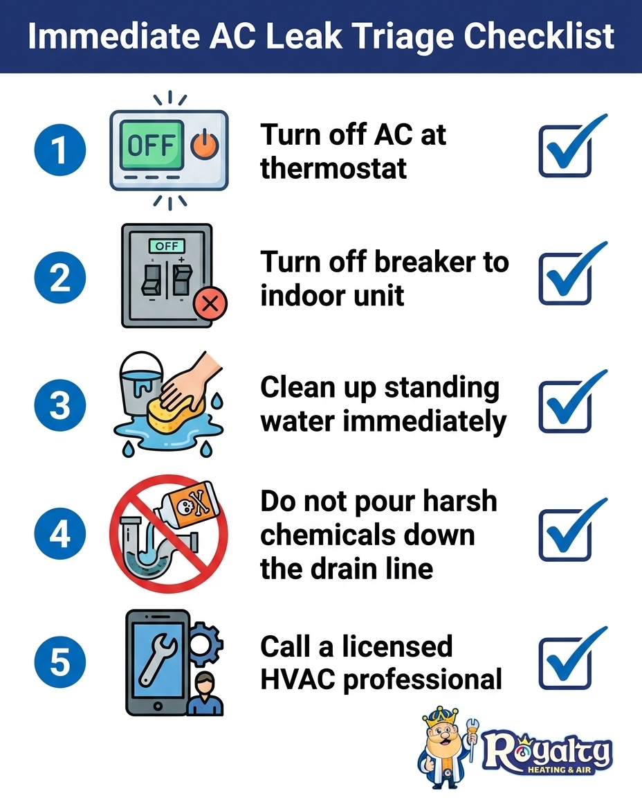 Immediate AC Leak Triage Checklist