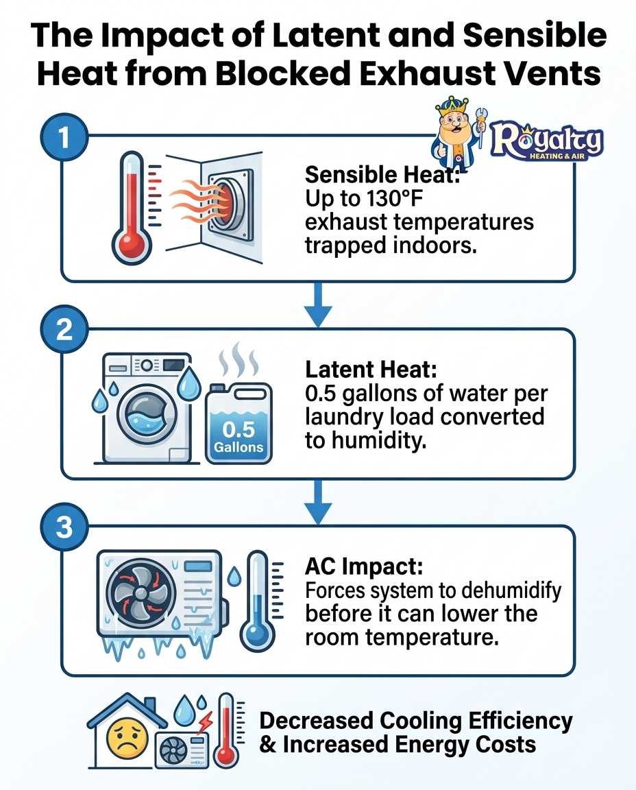 The Impact of Latent and Sensible Heat from Blocked Exhaust Vents