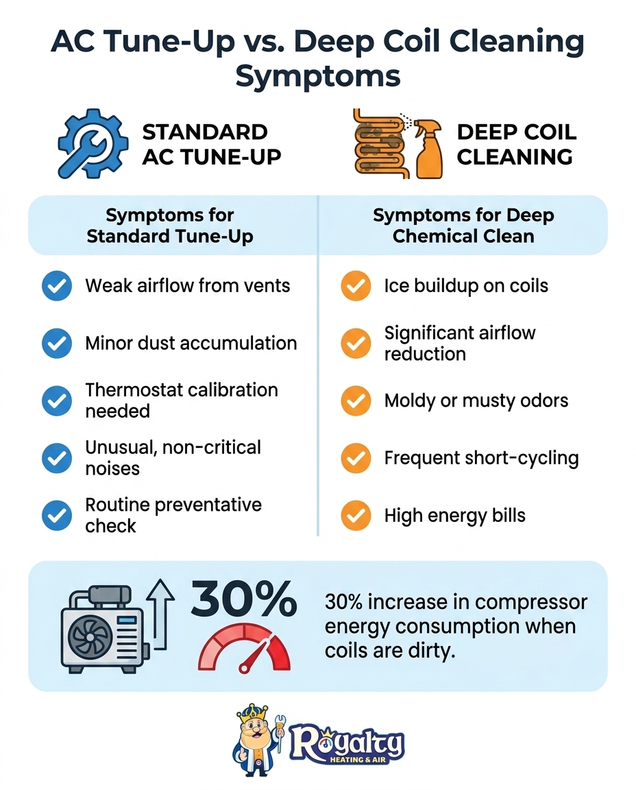 AC Tune-Up vs. Deep Coil Cleaning Symptoms