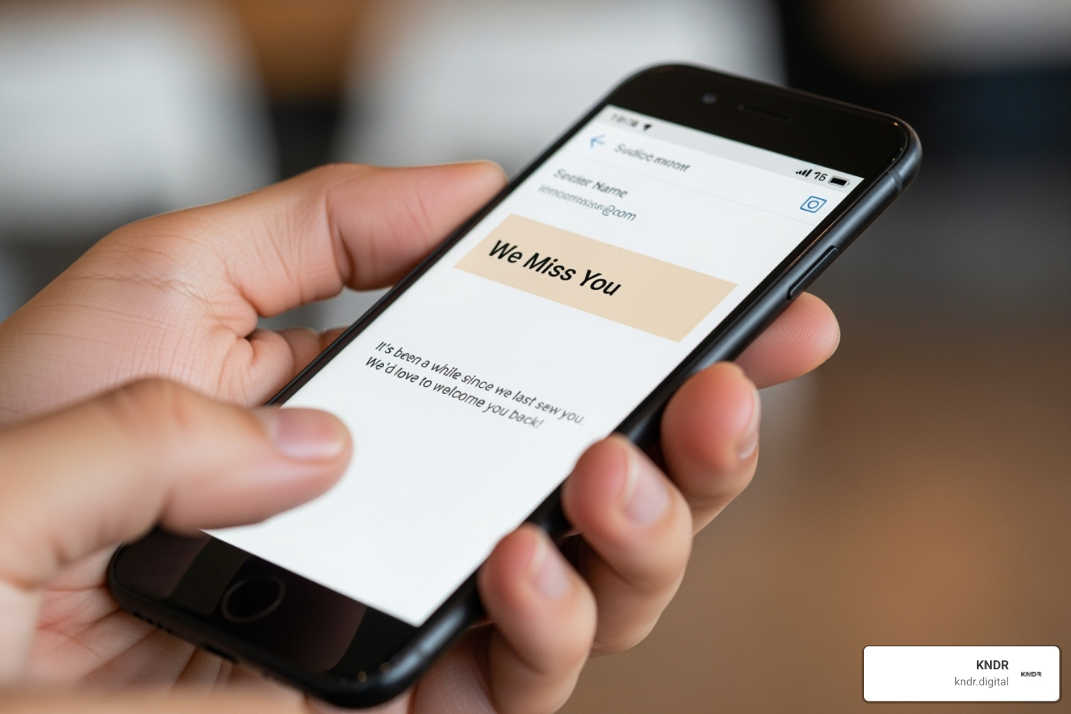 We Miss You email on a smartphone - automated fundraising campaigns