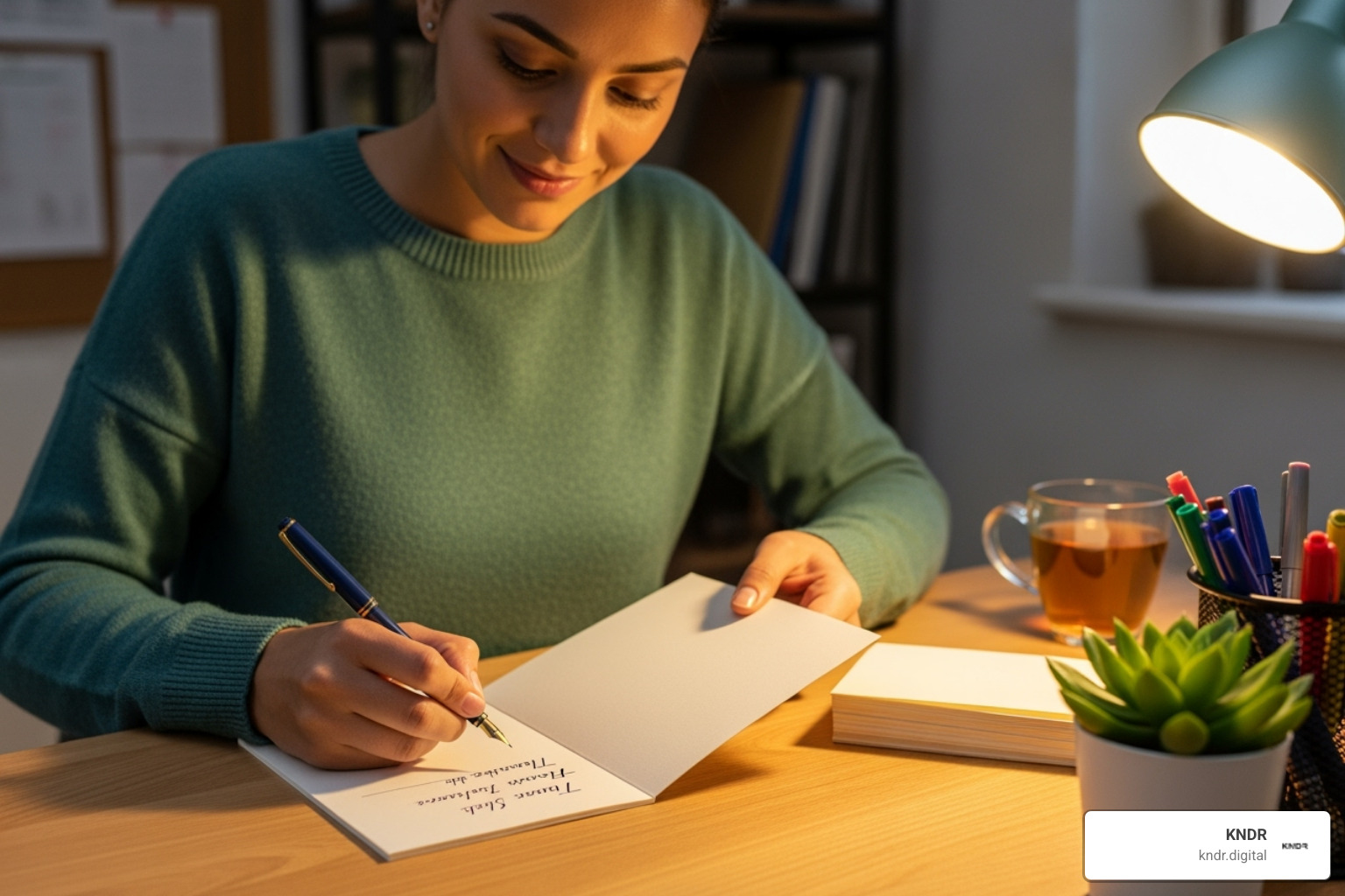 A nonprofit staff member writing a heartfelt handwritten thank-you card, symbolizing personalized donor appreciation - nonprofit donor engagement strategies