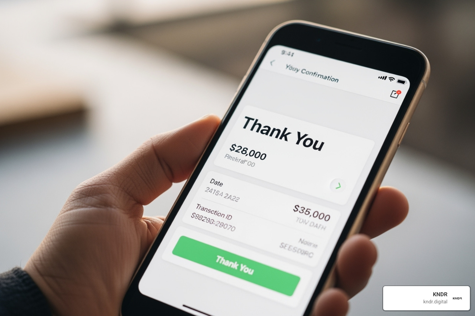 of a donation confirmation screen on a smartphone, with a thank you message - nonprofit content strategy of a donation confirmation screen on a smartphone, with a thank you message - nonprofit content strategy