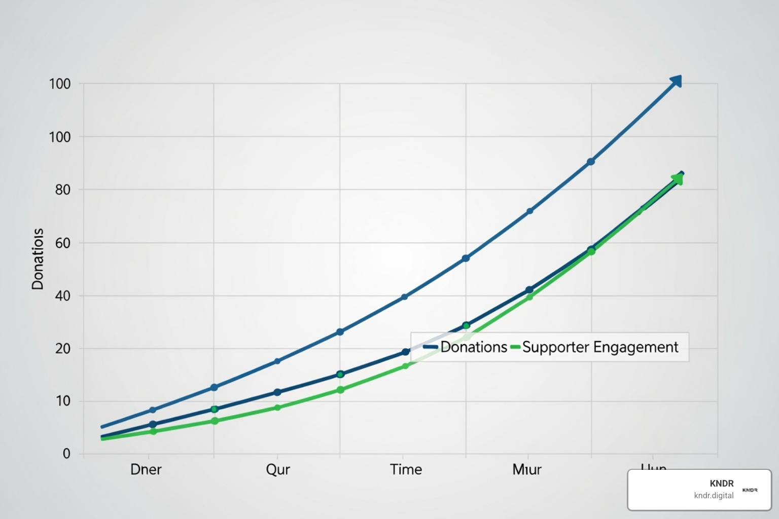 chart showing upward trends in donations and engagement - Nonprofit marketing consultant