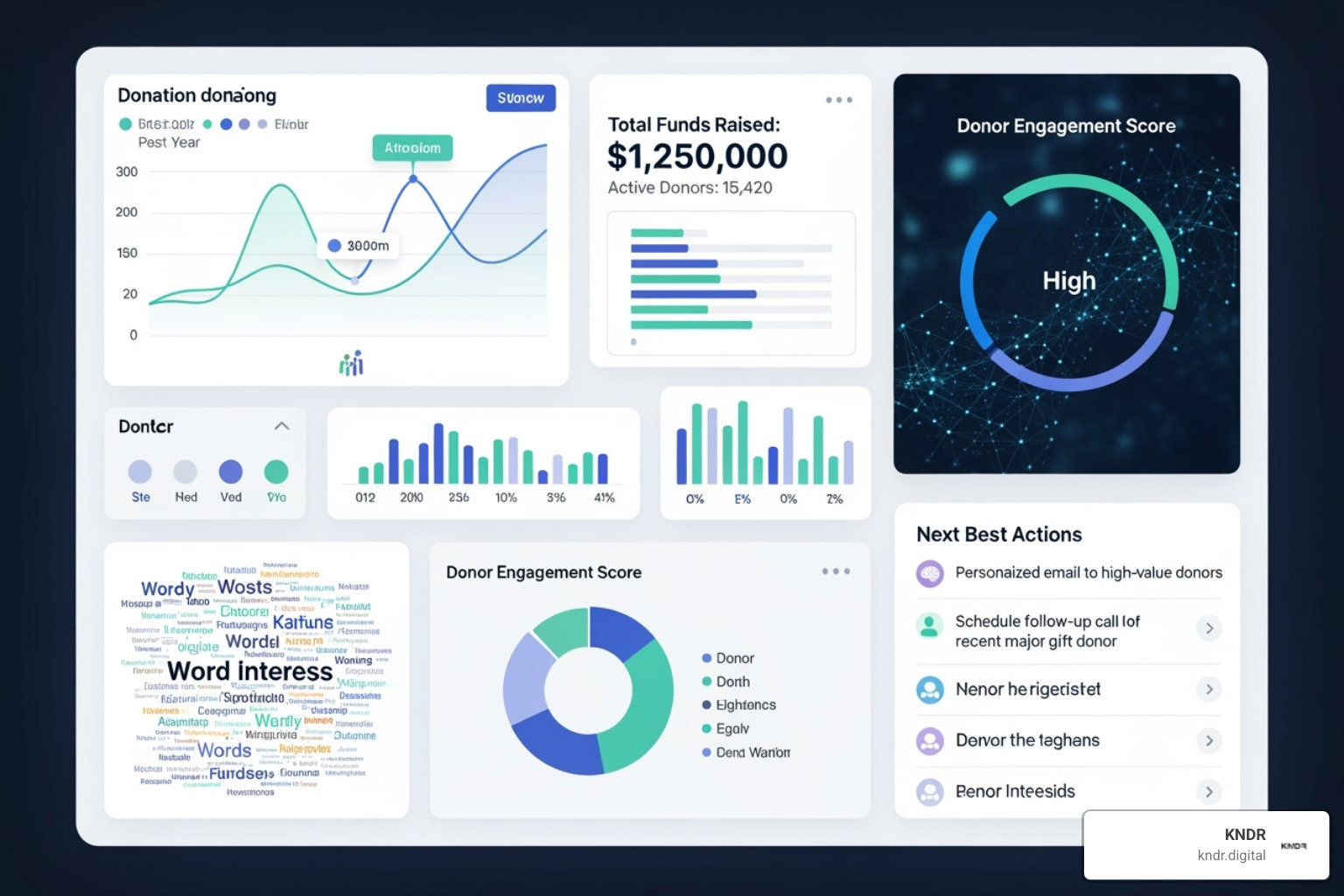 dashboard showing AI-driven insights for a nonprofit campaign - AI for nonprofits dashboard showing AI-driven insights for a nonprofit campaign - AI for nonprofits