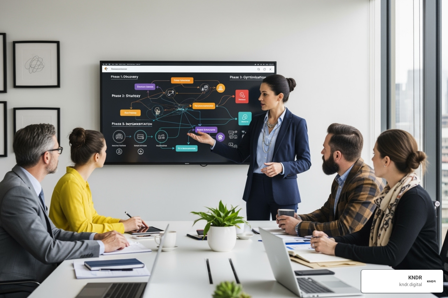 Consultant presenting a digital roadmap to a client team - digital change consulting