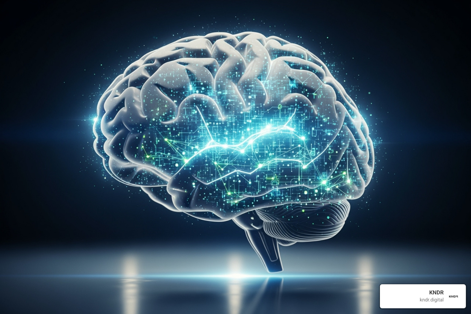 A stylized brain with glowing digital circuits, representing AI-powered strategic thinking and analysis - business change consultancy A stylized brain with glowing digital circuits, representing AI-powered strategic thinking and analysis - business change consultancy