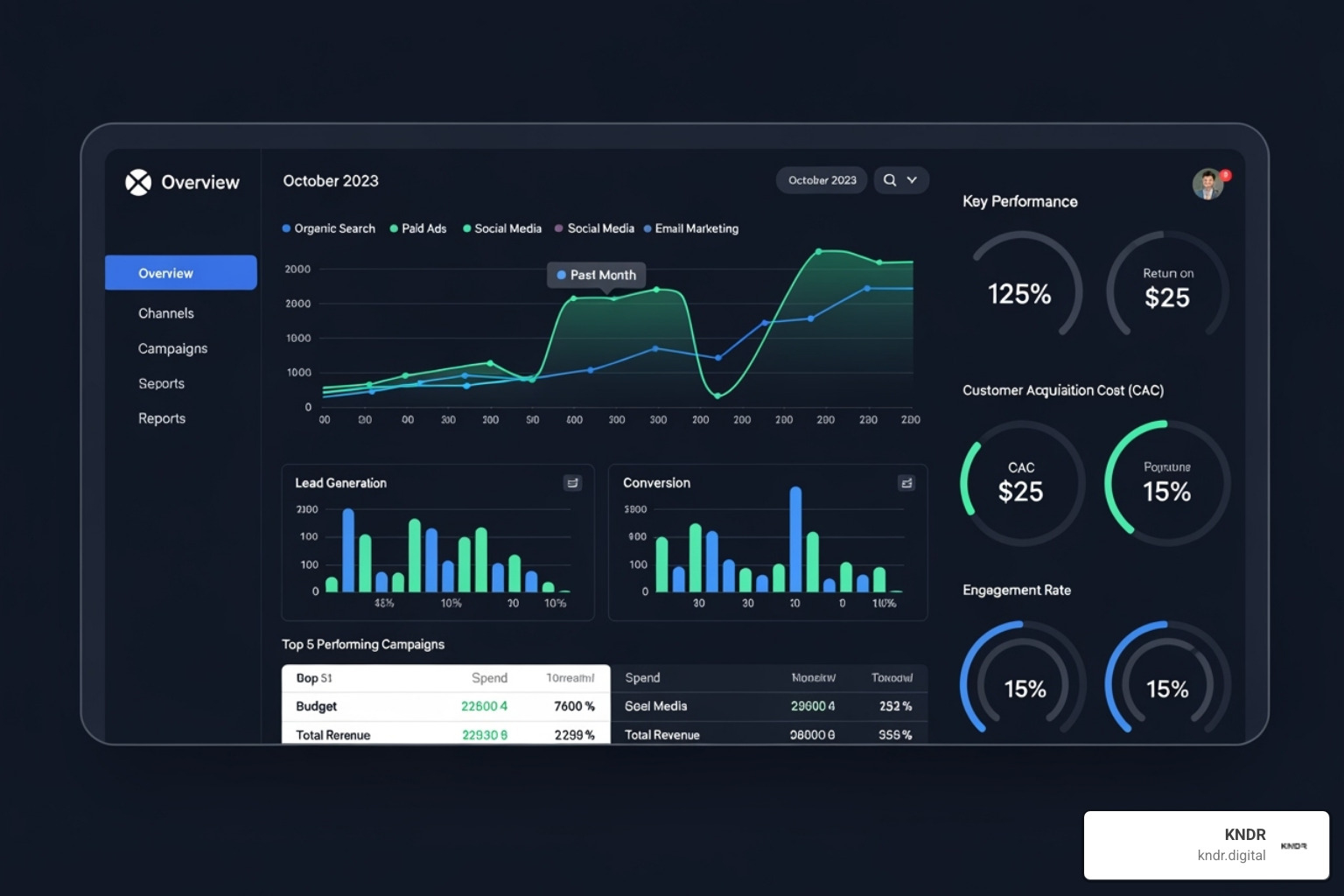A dashboard displaying multi-channel campaign performance metrics - Digital fundraising best practices A dashboard displaying multi-channel campaign performance metrics - Digital fundraising best practices
