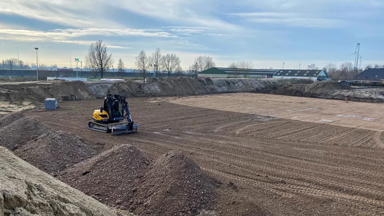 Bouwterrein gereedgemaakt voor de volgende fase van de inrichting.