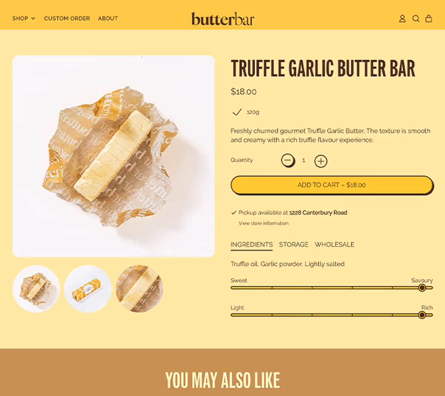 Image of the Butter Bar website