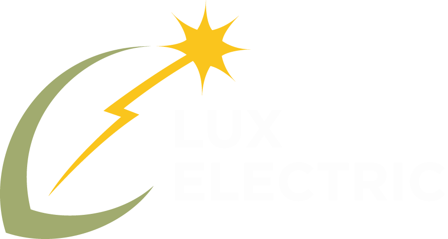 Lux Electric logo consisting of a yellow lightning bolt and star above a green arc with the text 'LUX ELECTRIC'.