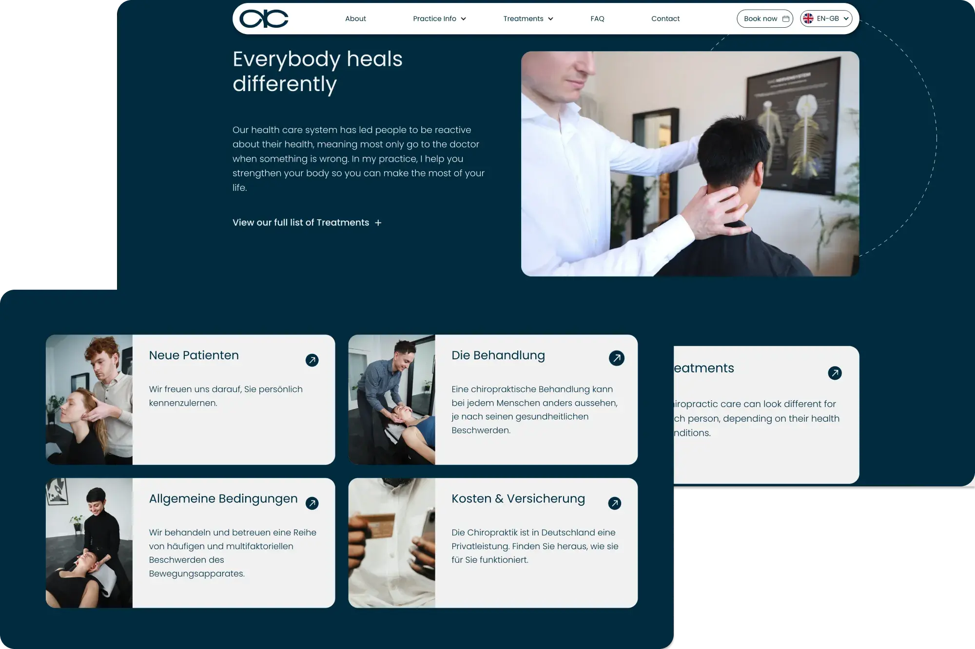 Design aesthetics from aboutchiro homepage - tiles for key pages.