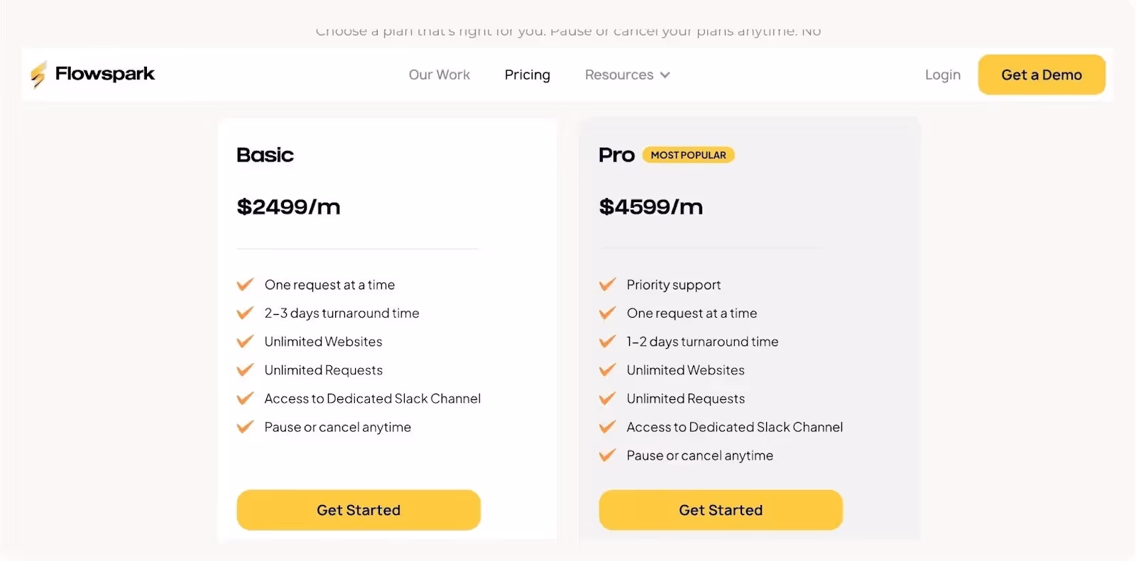 Example of a productized service selling Webflow design.