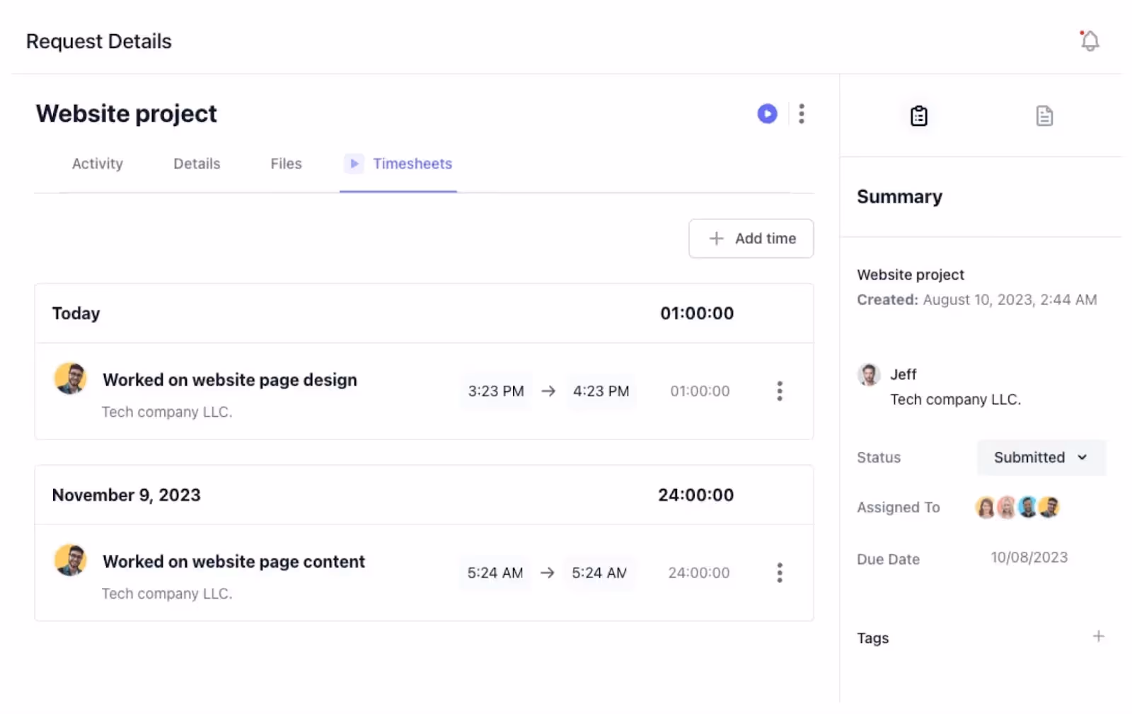 manyrequests time tracking request team member view