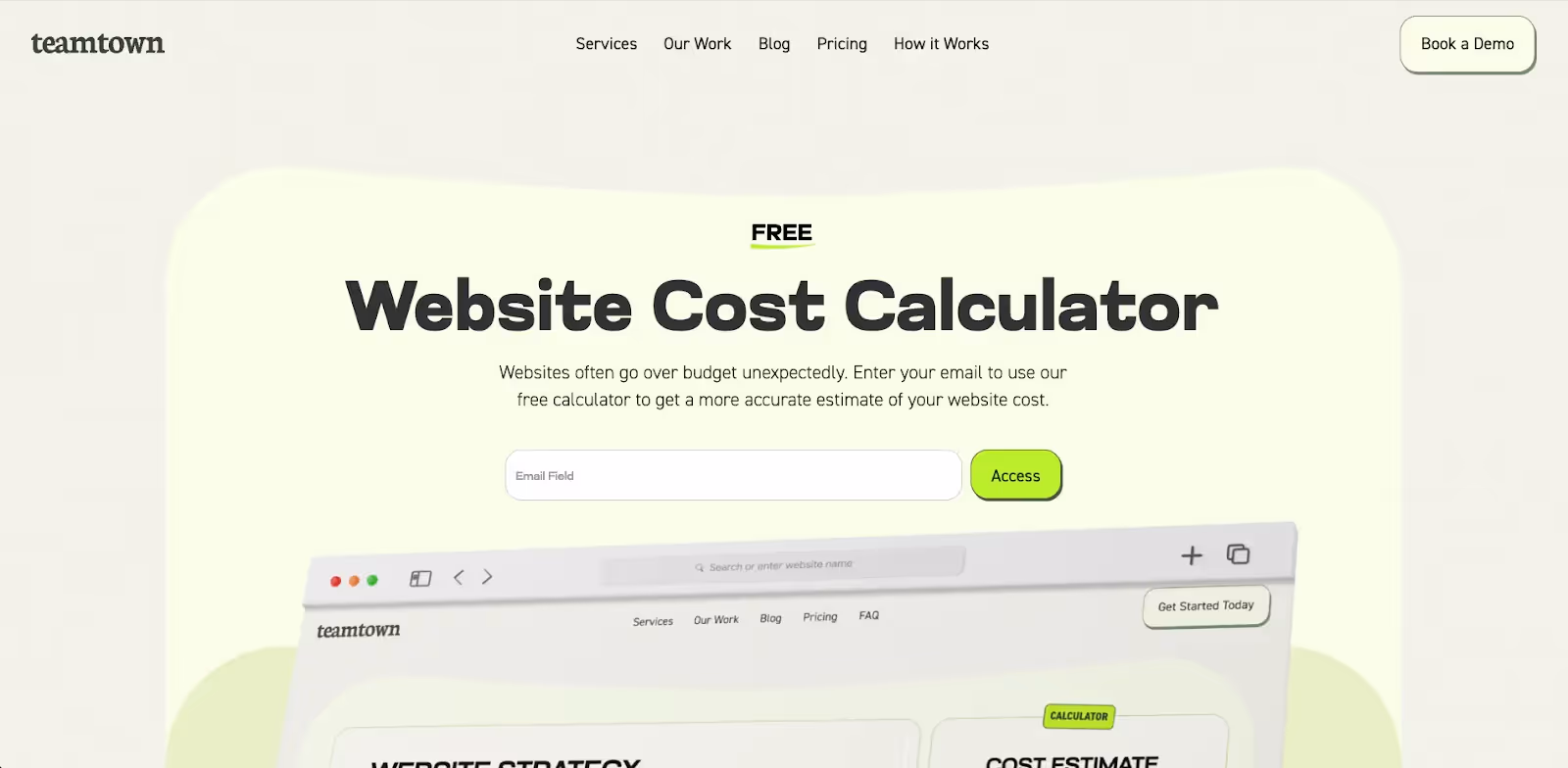 website cost calculator from teamtown.co