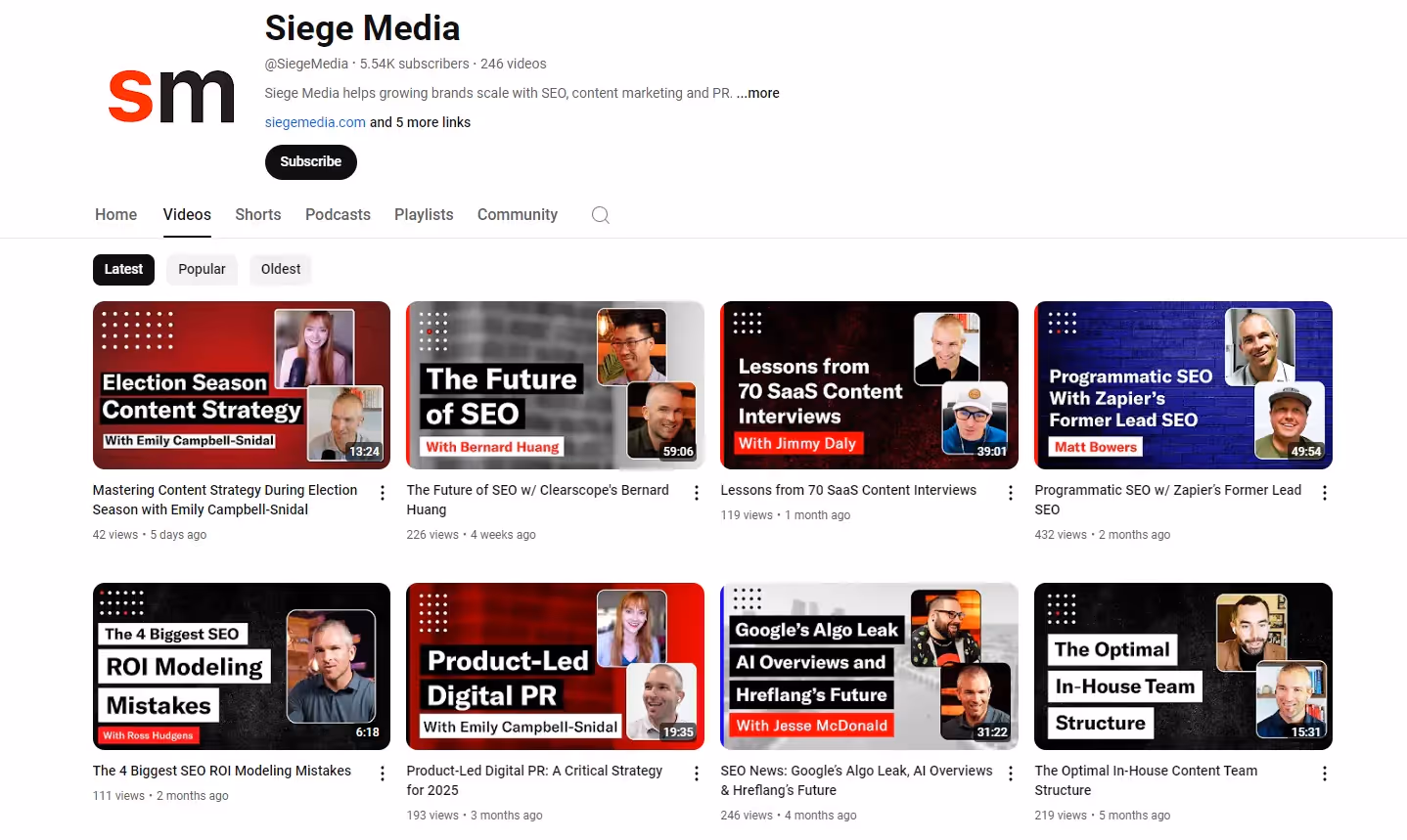 Overview of Siege Media podcasts and videos