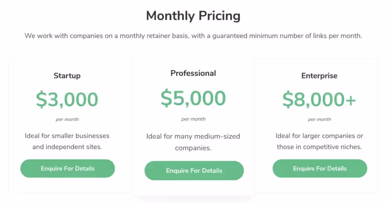 Brian Dean's pricing structure 