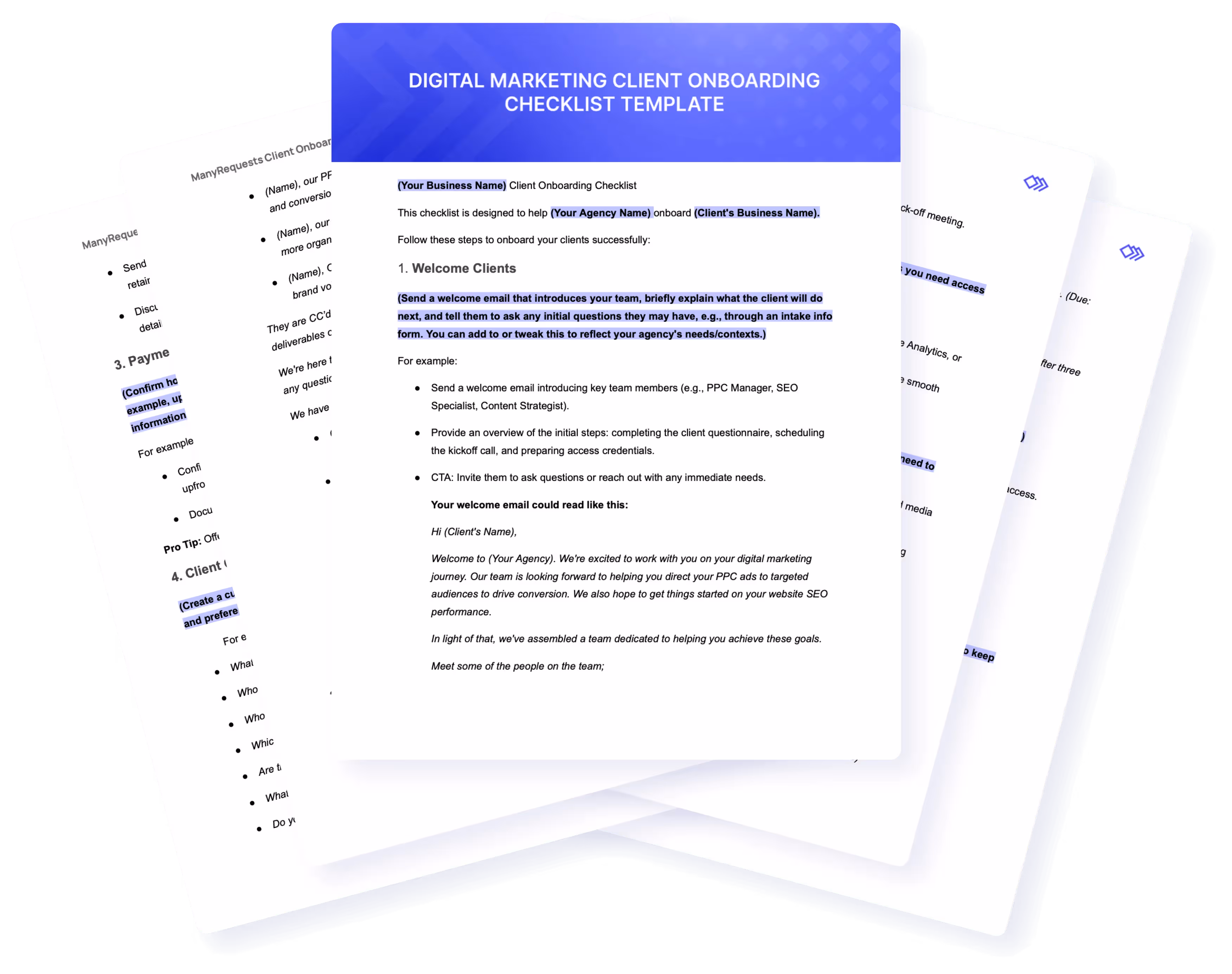 digital marketing client onboarding checklist template preview by manyrequests