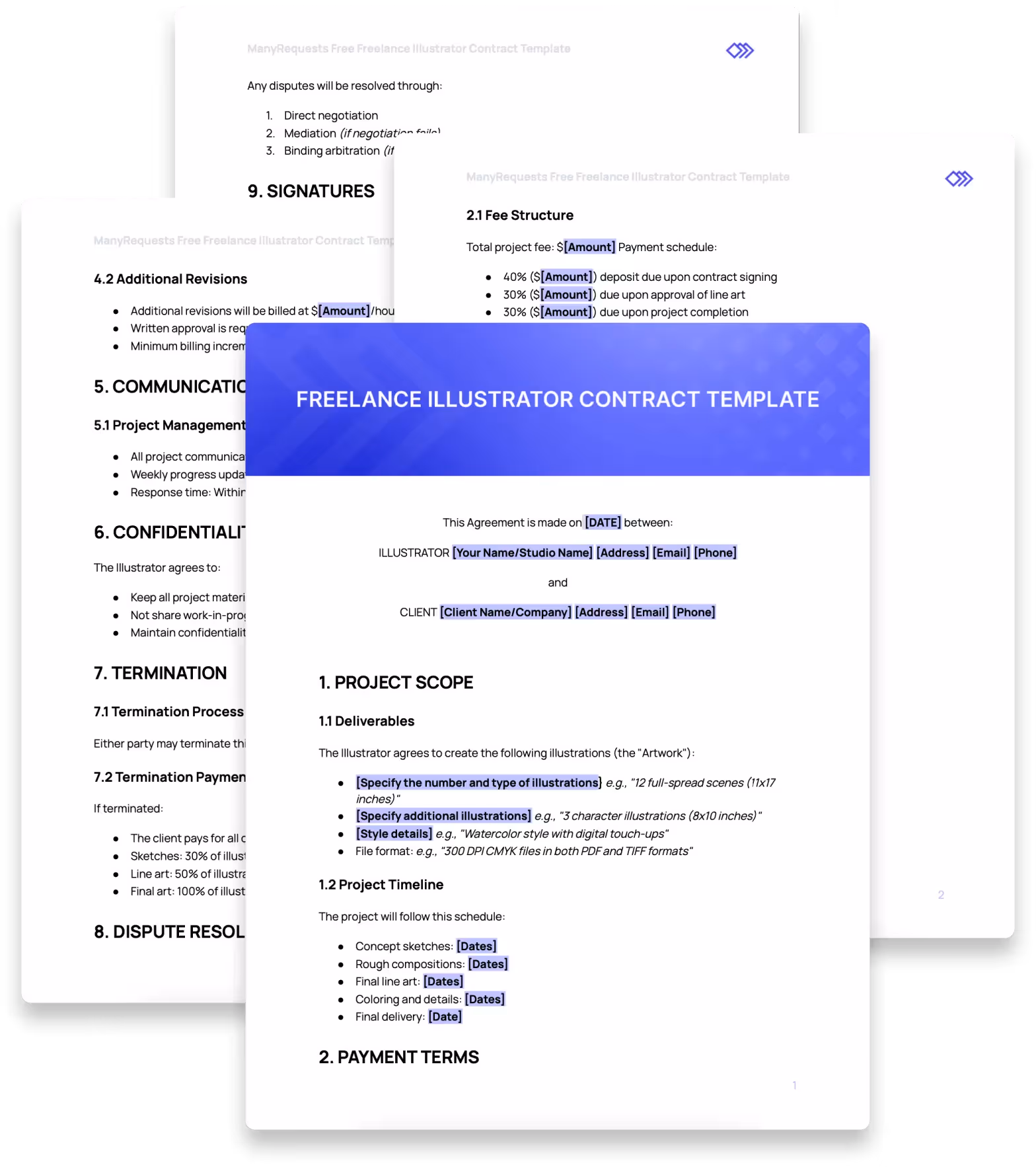 free freelance illustrator contract template by manyrequests