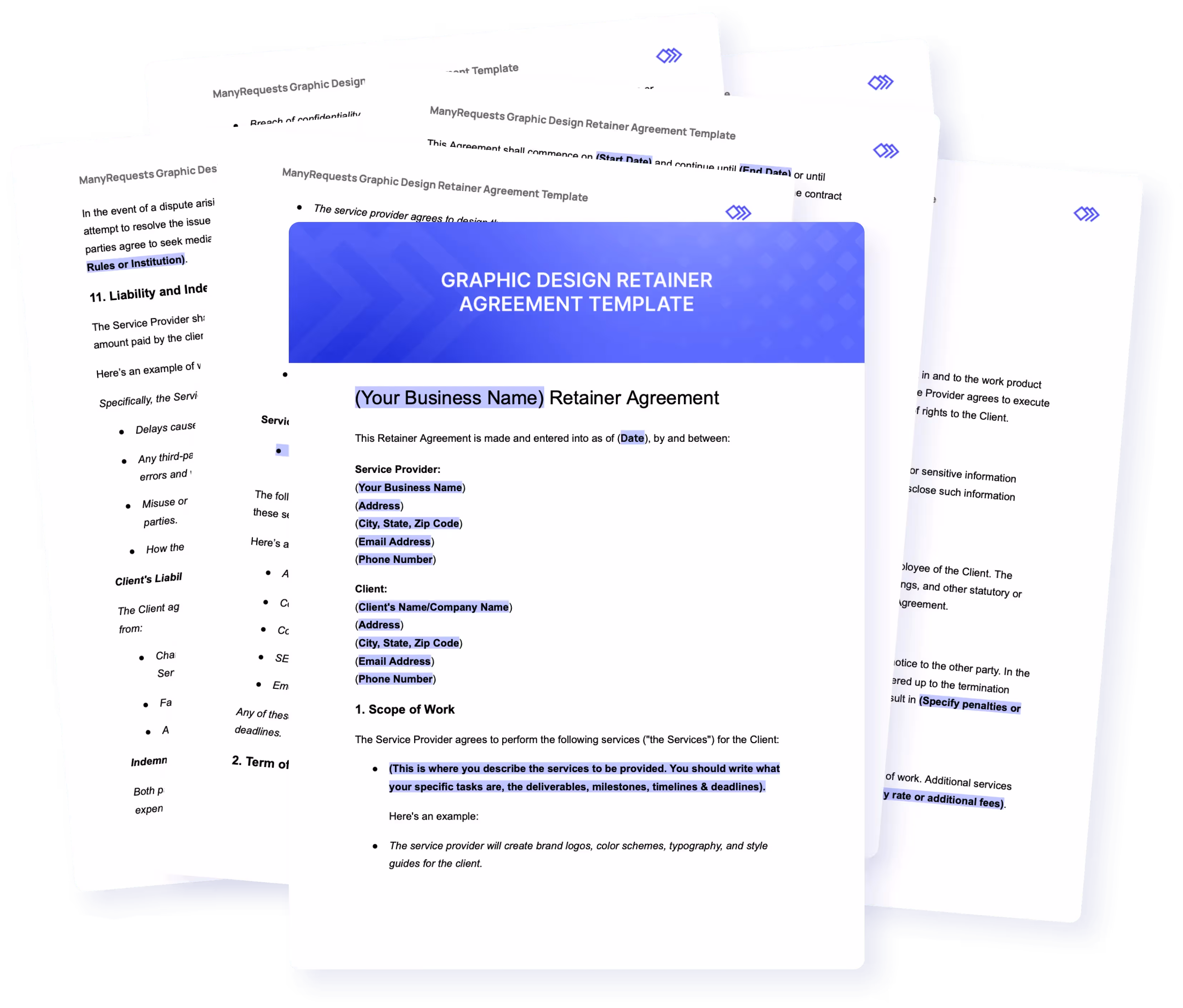graphic design retainer agreement template preview by manyrequests